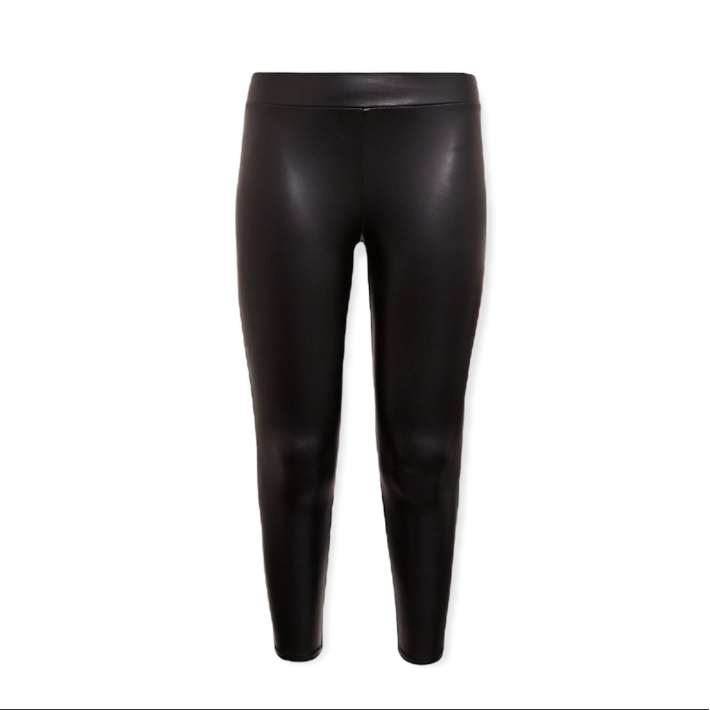 Torrid Platinum Legging Faux Leather Fleece Lined Black 3 - Picture 6 of 6